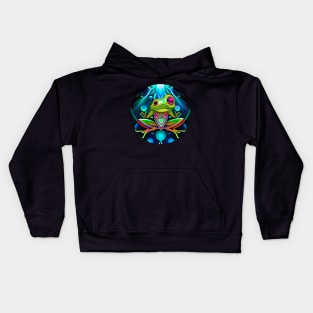 Froggy Animal Spirit (14) - Trippy Psychedelic Frog Kids Hoodie